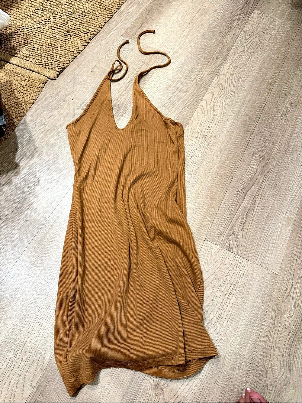 Wild Fable Ribbed Halter Dress mustard Mini Dress